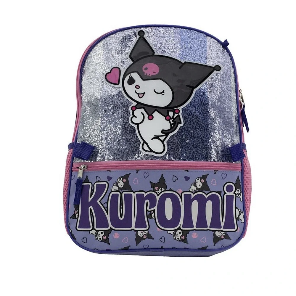 5 Piece Kuromi Backpack Lunch Box Bag Tote Lunchbox Case Set My Melody Sequins
